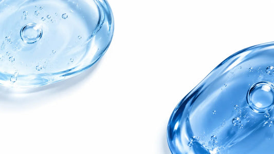 Two blue gel textures on a white background