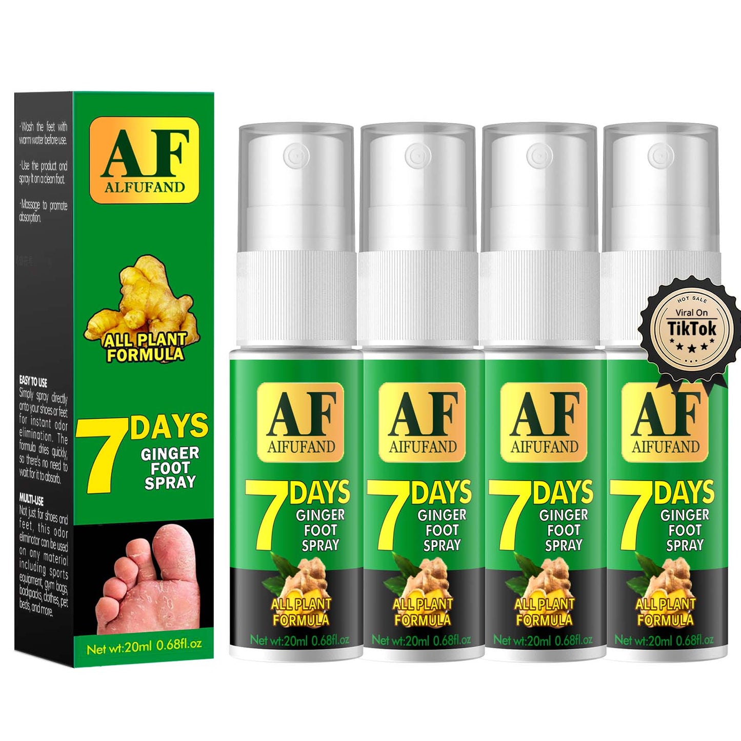 AIFUFAND Natural Athlete's Foot Treatment Spray – Soothes Itching, Burning & Prevents Fungal Infections | Ginger & Tea Tree Oil Formula for Foot Relief | Gentle Antifungal Care for Cracked, Dry Skin & Odor Control (Travel Size-20ML))