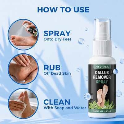 How to use AIFUFAND Callus Remover Spray on dry feet
