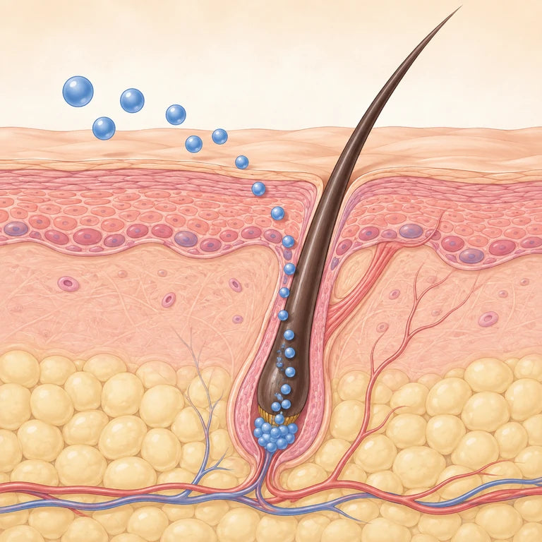 Illustration of serum reaching the scalp