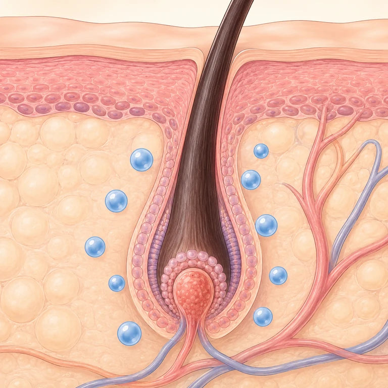 Illustration of a nourished hair follicle