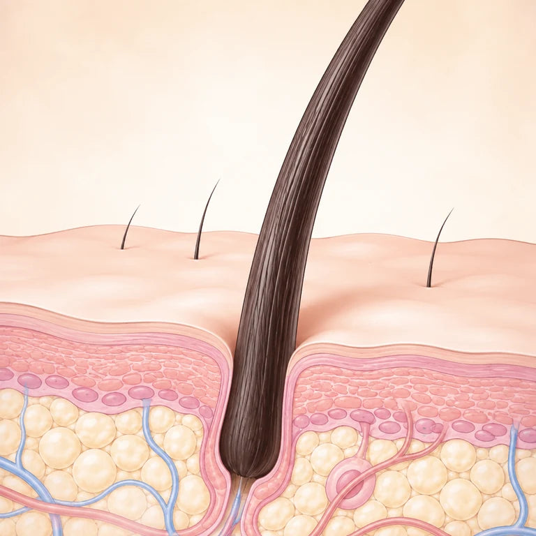 Illustration of a healthy-looking hair strand